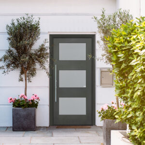 Contemporary Mahogany Type 3-Lite Solid Wood Exterior Door
