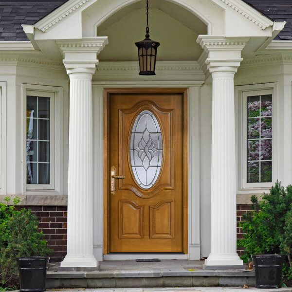 Mahogany Type Deluxe Oval Solid Wood Exterior Door