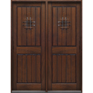 Rustic Mahogany Double Door Unit Prehung - Ready to be installed