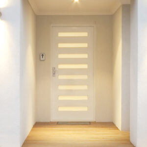Contemporary Mahogany Type Horizontal Eight Lite Solid Wood Exterior Door