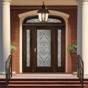 Rustic Mahogany Type Full Lite Solid Wood Exterior Door